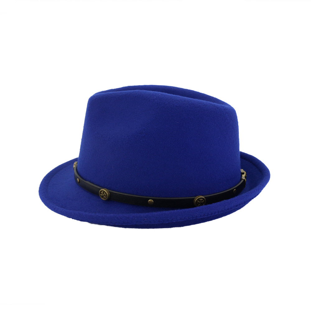 秋冬民族风爵士礼帽英国经典气质小礼帽潮款百搭半卷边毛呢礼帽