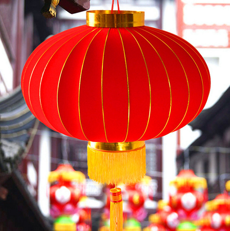灯笼新年植绒灯笼新春节公司过年大红小灯笼空白绒布