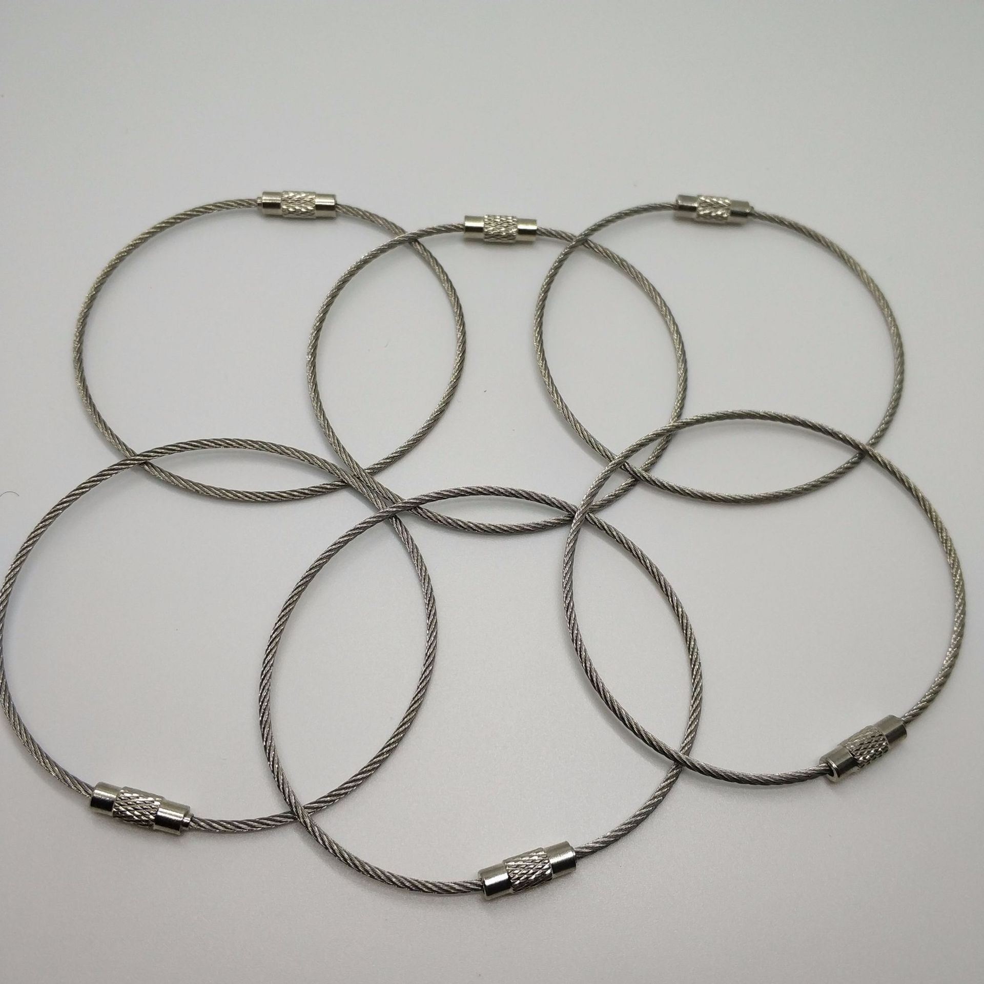 钢丝绳不锈钢钢丝圈, 钢丝环扣 钥匙挂件不锈钢圈环钢丝绳圈