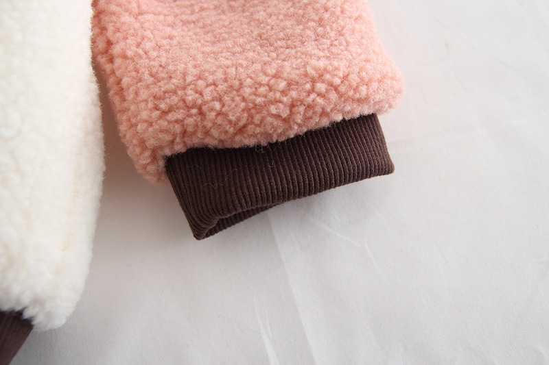 2017韩版男女童羊羔绒加厚卫衣笑脸插肩袖套头绒衫上衣 秋冬新款