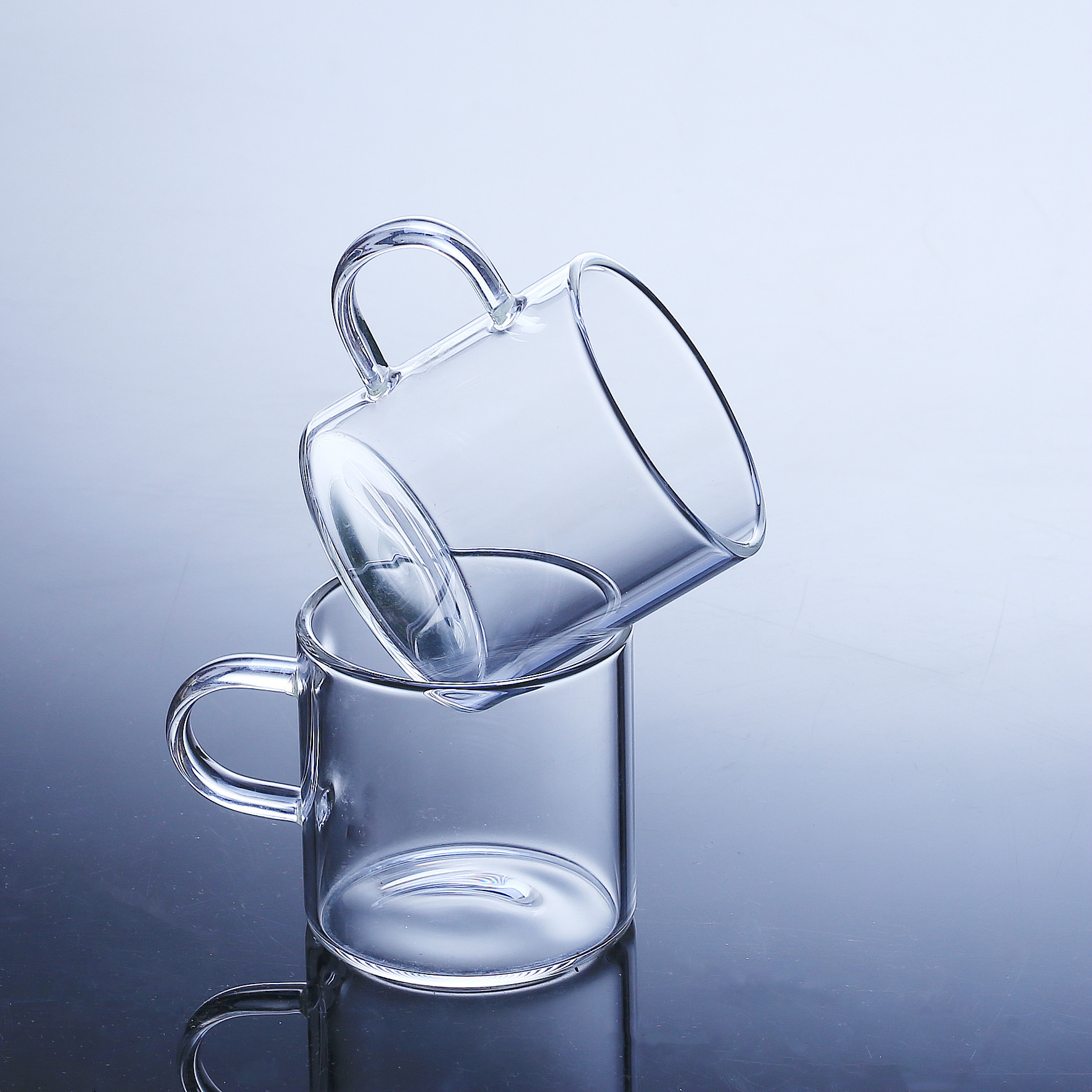 100ml 带把小玻璃杯 手工茶水杯 品茗杯 功夫茶具 6只装 可定logo