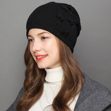 新款百搭蝴蝶结套头帽子女冬季韩版时尚可爱甜美护耳保暖防寒帽