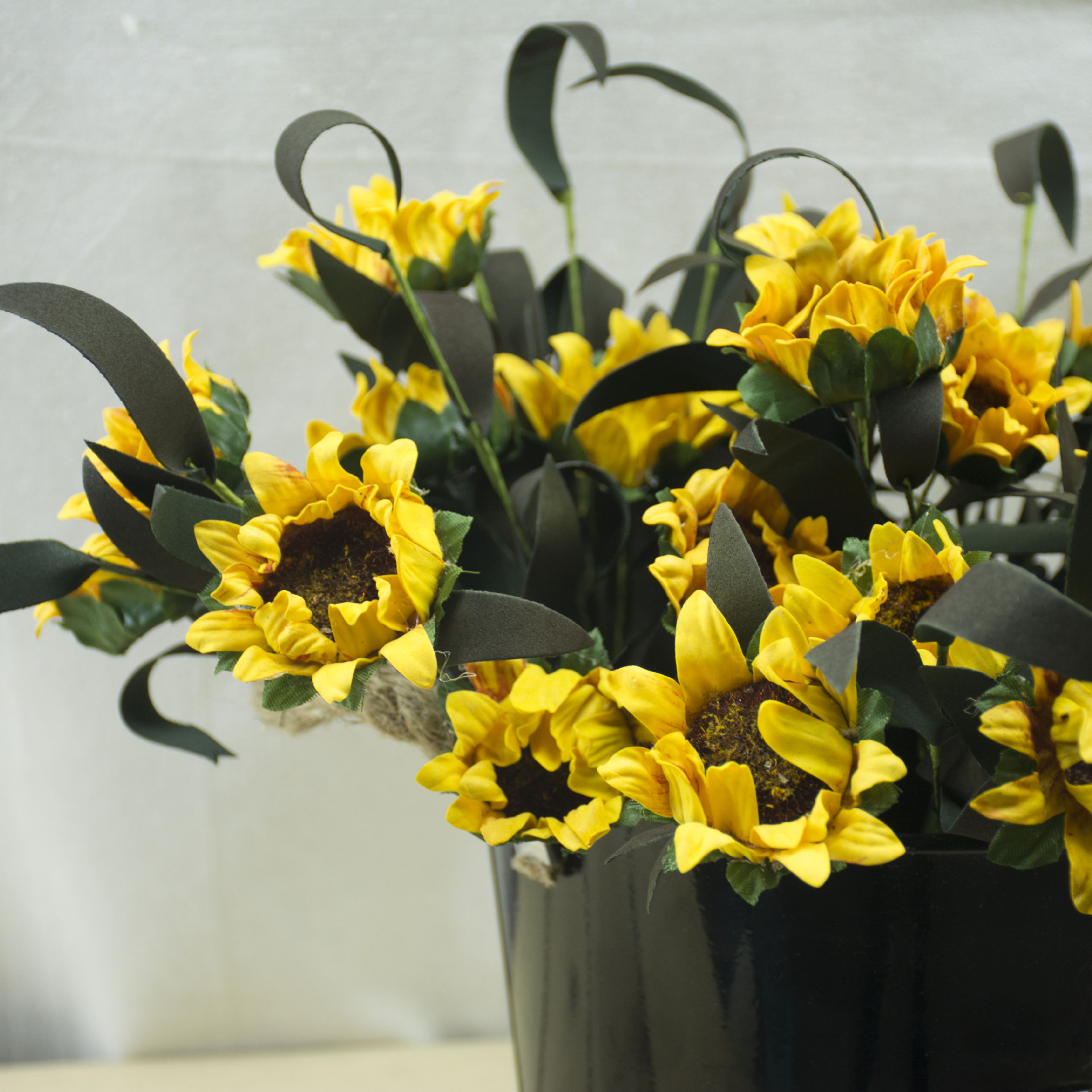 复古欧式向日葵 矮支复古道具葵花绿叶向阳花太阳花pe泡沫花