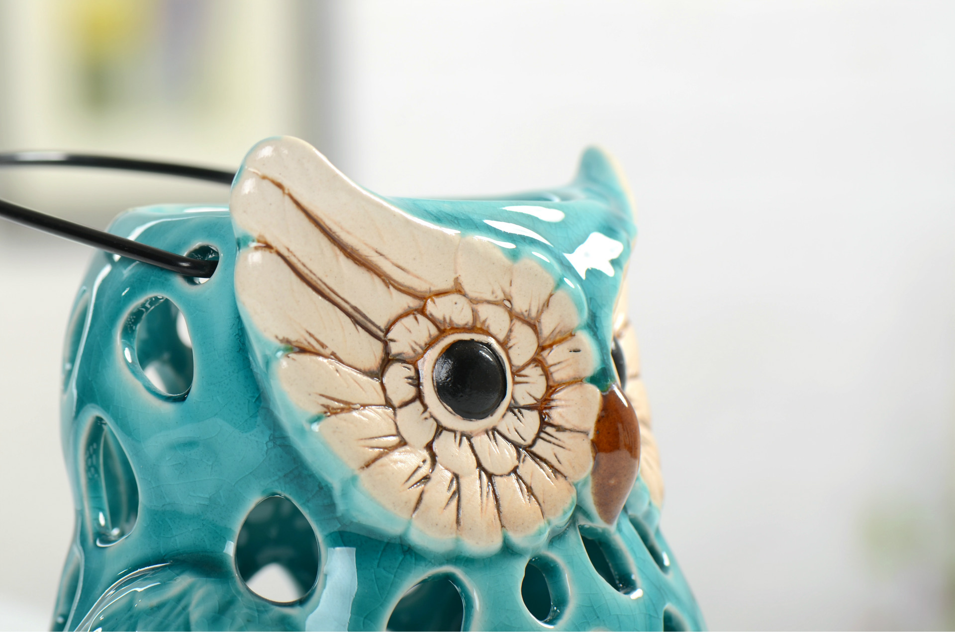 新奇猫头鹰动物摆件 半手工半机械陶瓷摆件饰品店小商品可定制