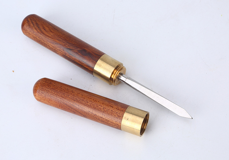 螺旋式不锈钢头茶针 小号黑檀木茶针批发 扁头茶针茶刀可定制logo