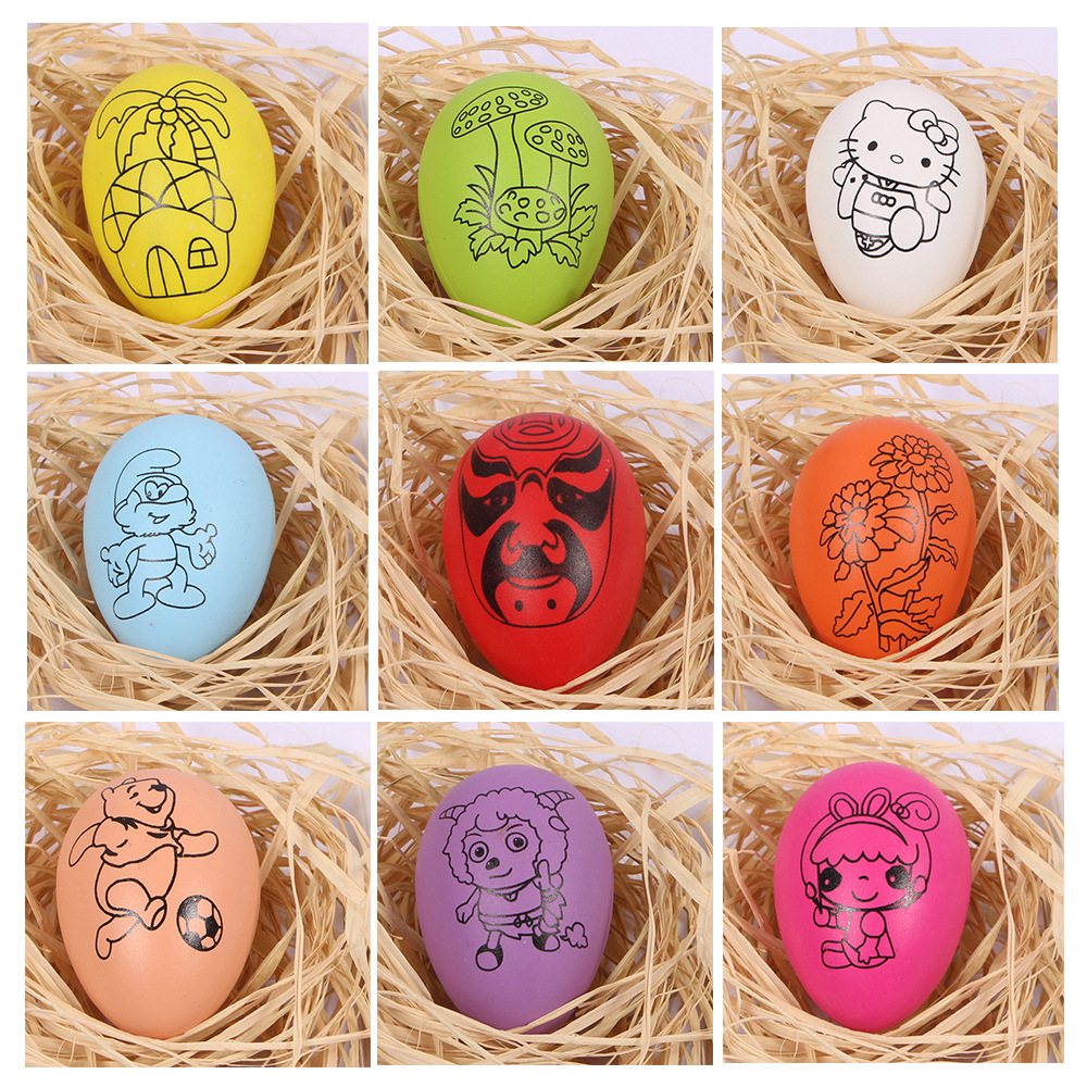 彩绘diy塑料彩蛋儿童手工复活节仿真鸡蛋壳填色/ 6*4cm双面印刷