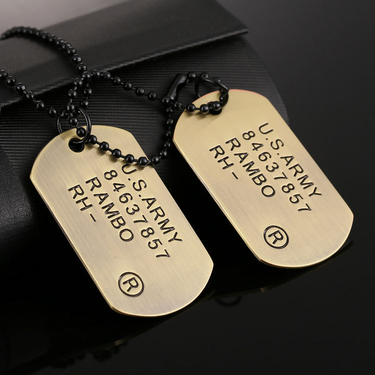 ng15外贸欧美 军牌狗牌项链毛衣链 4排美国大兵双吊牌长项链