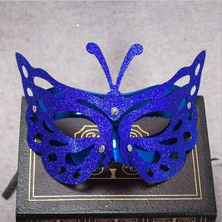 厂家直销新款时尚金粉蝴蝶半脸女士面具 万圣节女神气质面具