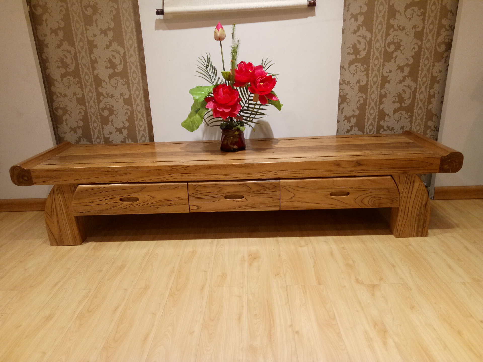 定制老榆木电视柜客厅实木家具 韩式大料 翘头电视橱