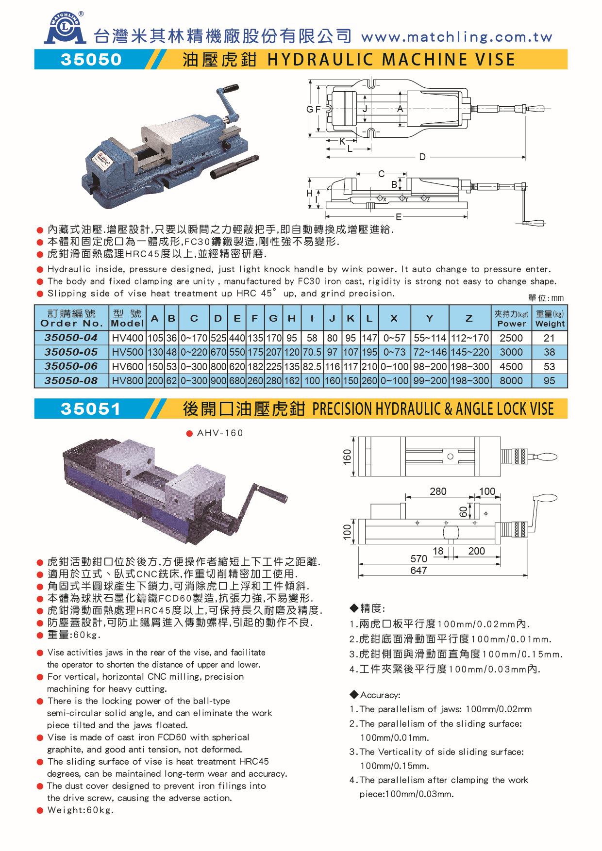 强力推荐台湾米其林虎钳 油压液压虎钳 35050 hv600 平口虎钳万力