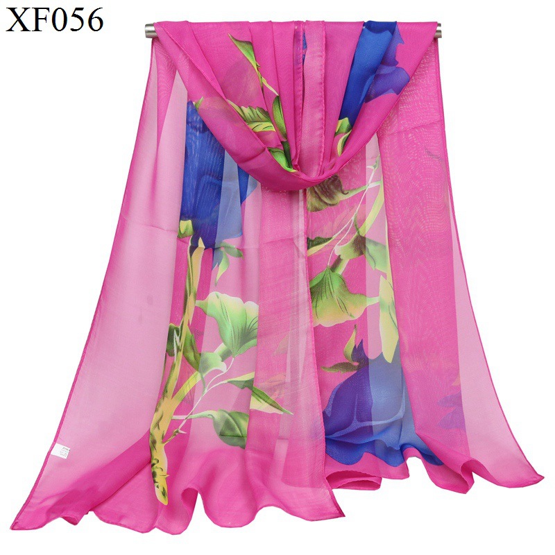 Hot Selling Fashion Small Silk Scarf Chiffon Women's Scarf Long Scarf Factory Direct Sales Wholesale One Flower Rose Thin Silk Scarf