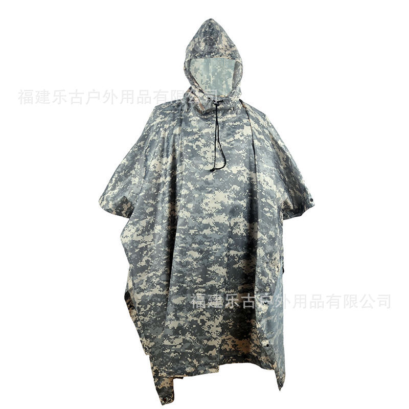 Factory Raincoat Wholesale Thin Camouflage Raincoat Poncho Mountaineering Supplies Three-in-One Cloak Robe Canopy Mat