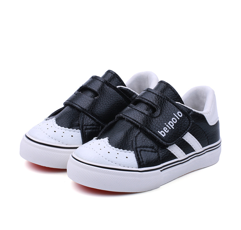 2018潮流新款贝贝童鞋 休闲时尚运动儿童鞋 魔术贴耐磨防滑条纹鞋