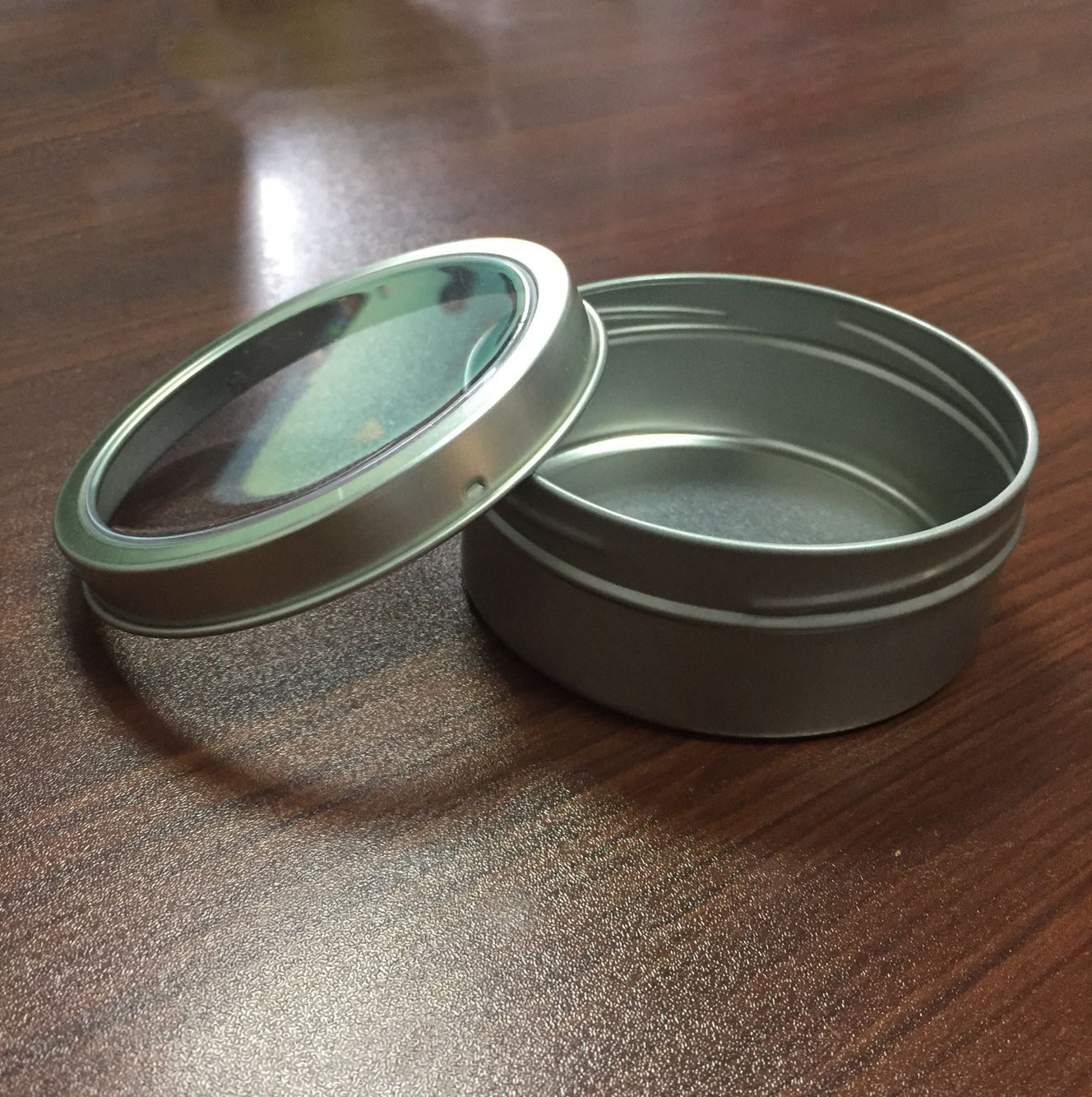 礼品盒马口铁罐 盖开pvc窗金属罐 通用包装铁盒90*35mm