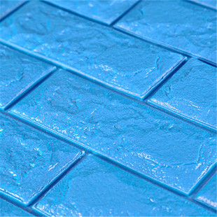 现货供应蓝色仿古砖纹墙贴 自粘墙纸电视背景墙3d立体墙贴