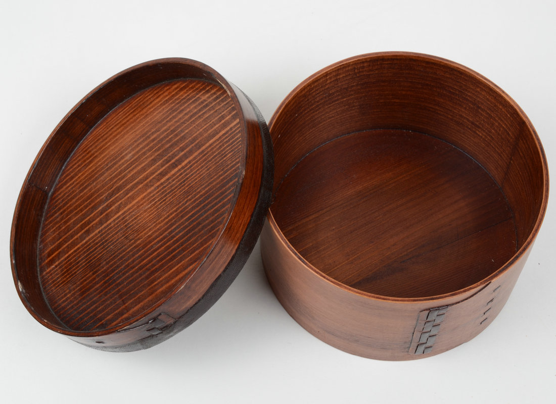 圆形打包餐盒 木质便当饭盒 日式学生便当盒 木制环保快餐饭盒