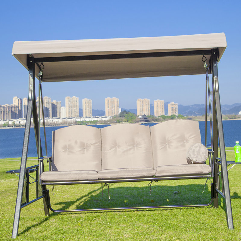 厂家供应巴拿马户外双人三人秋千 铁艺庭院摇床吊椅 休闲家具摇椅