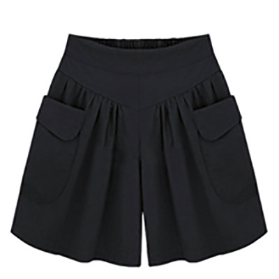 Shorts Women's Summer Black New High Waist Loose and Slimming Large Size Women's Clothing All-Match Fat Girl Fat Girl Wide-Leg Casual Pants
