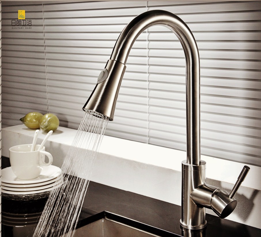 开平水口不锈钢水龙头厨房洁具冷热出水洁具卫浴抽拉转动管