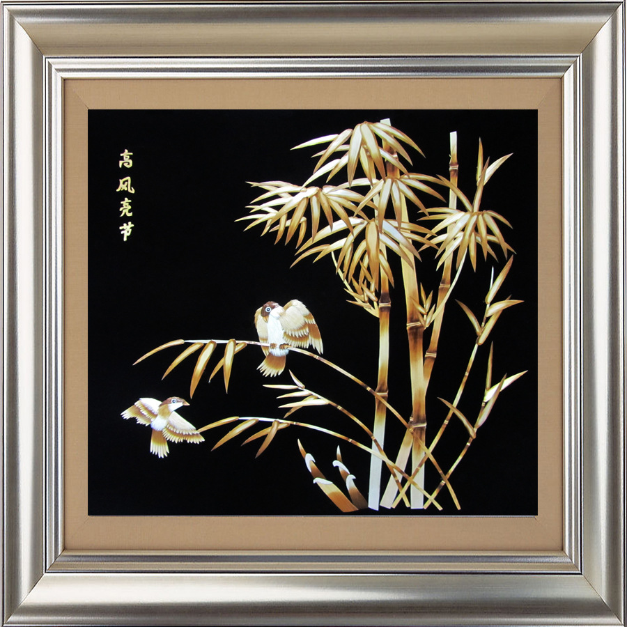 陕西民间手工艺品 手工制作 麦秆画 梅兰竹菊松 居家装饰画