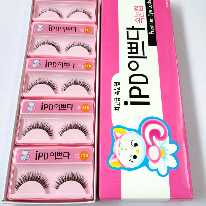 Korean Kitten False Eyelashes 118 Black Stem Mid-Length Natural Nude Makeup Eyelash 10 Pairs