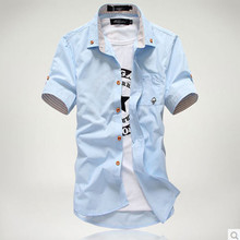 速卖通热卖夏季男士短袖衬衣 纯色小蘑菇 短袖衬衫