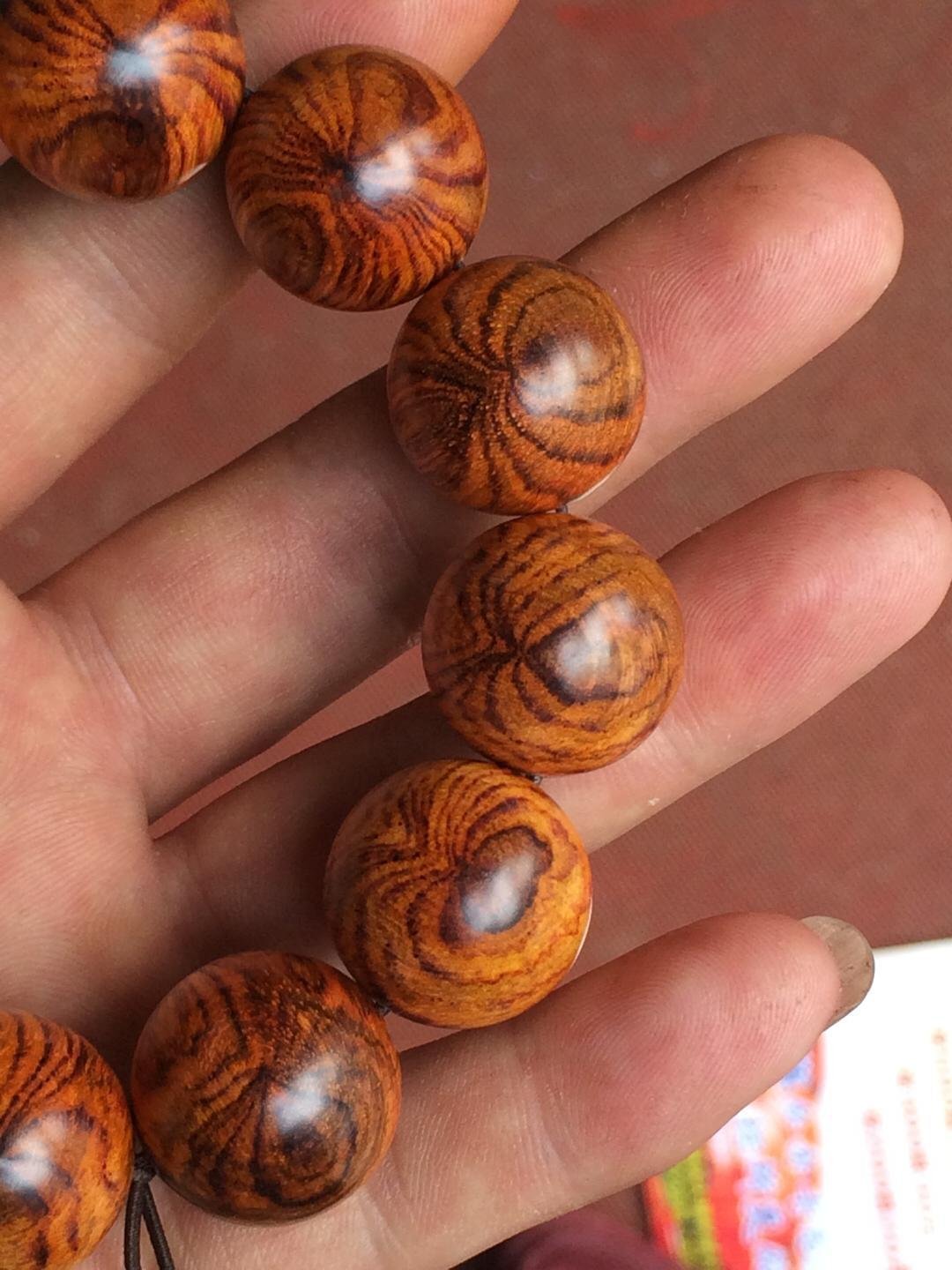 越南黄花梨黄金底满花纹双面蜘蛛纹2.0手串 蜘蛛精附身 24只