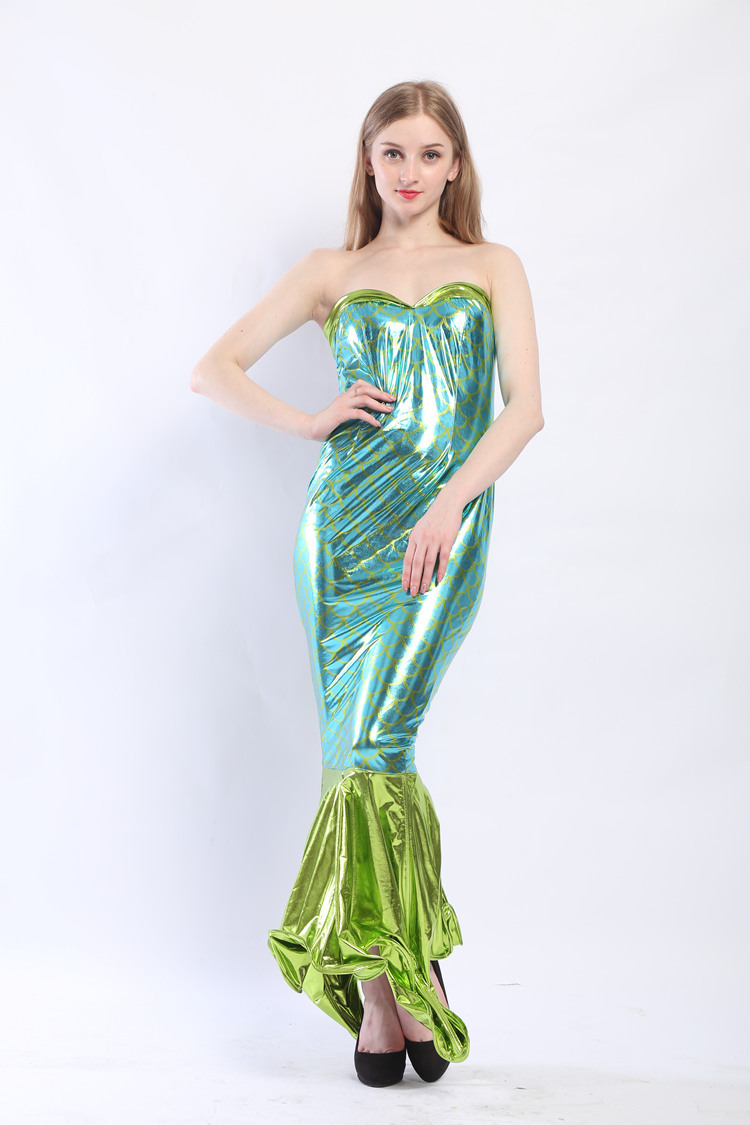 2016年新款蓝色美人鱼服装分码游戏制服人鱼公主舞台演出服装代发