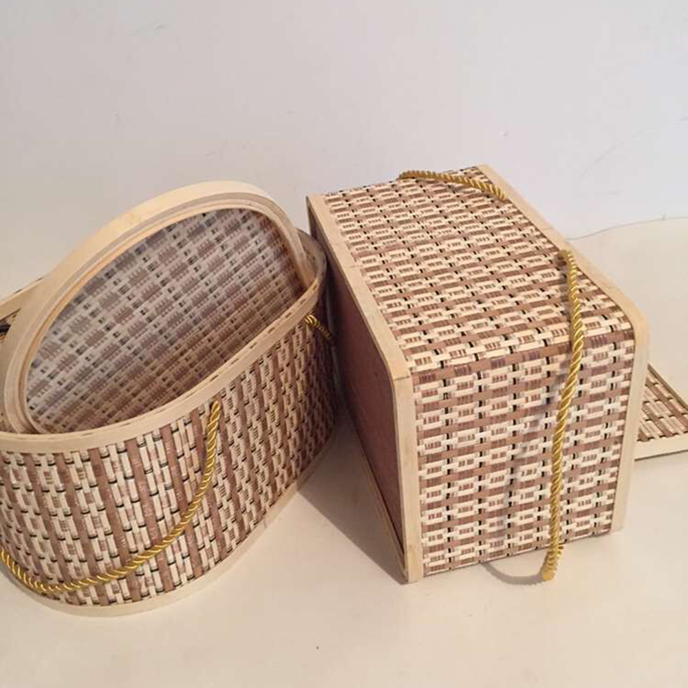 安吉厂家手工竹编蓝手提带盖竹篮子果蔬杂物收纳篮竹制竹篮子订做