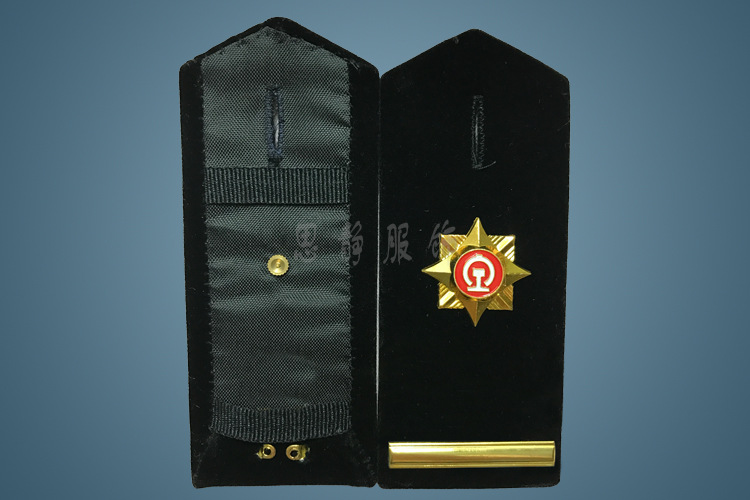 高档铁路肩章金属高铁肩牌列车长服装配章黑色金属杠铁路肩微肩章