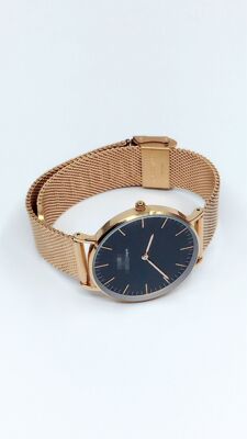 d家黑色表盘黑色钢带时尚百搭w手表生活防水