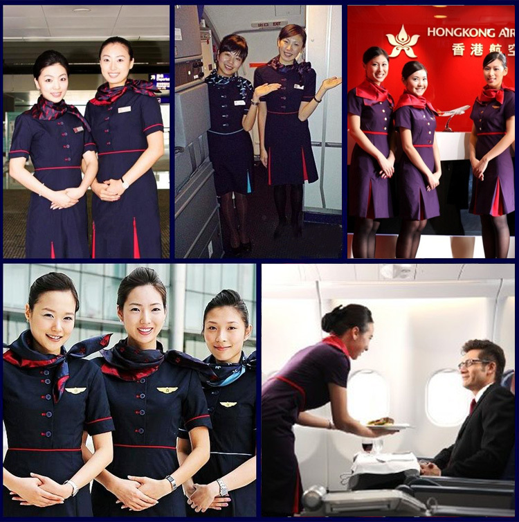 新品空姐制服职业套装连衣裙夏季 香港航空服乘务员工作服女短袖