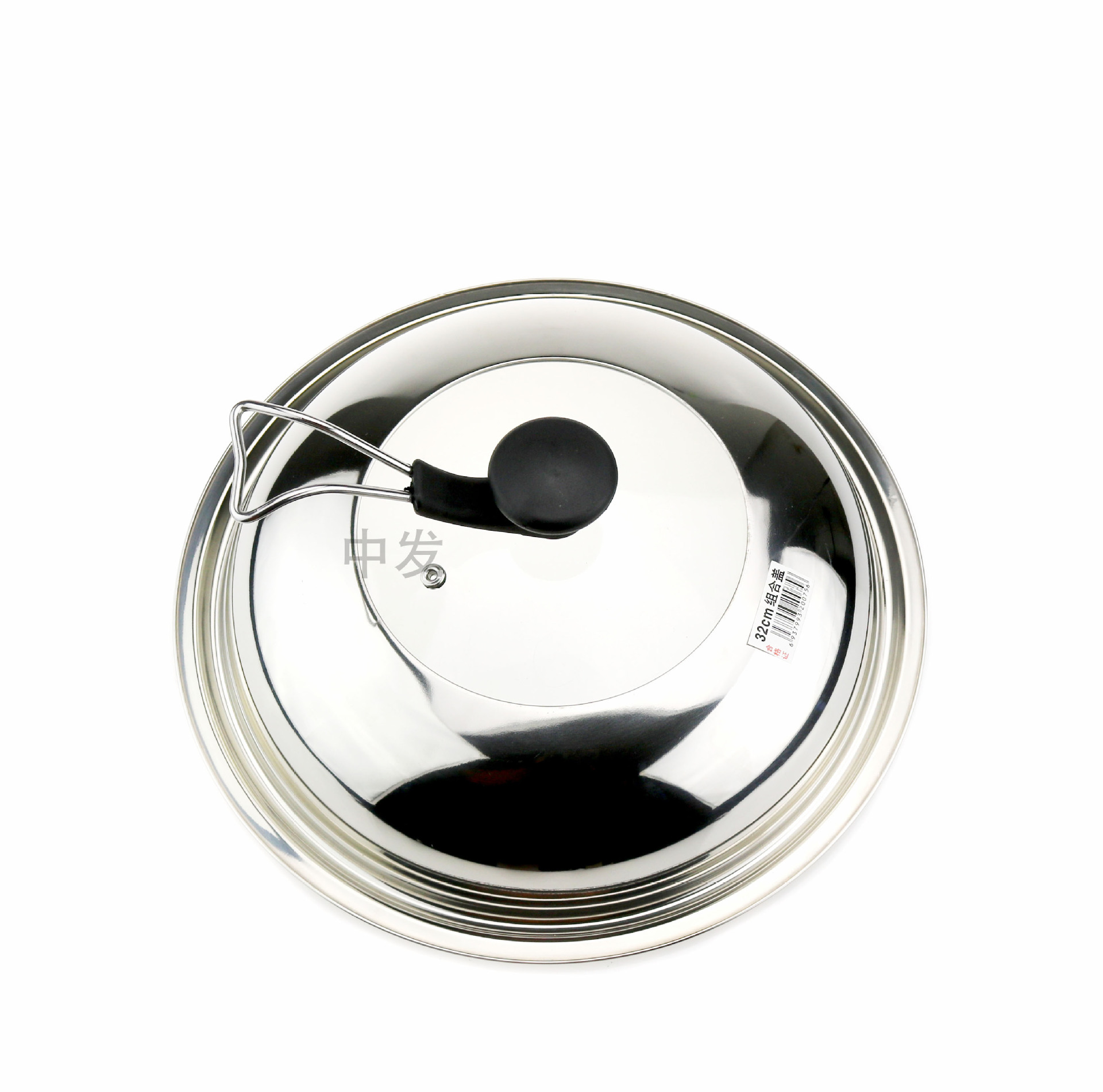 不锈钢无磁弧形组合盖鼎盖 可立柄鼓形盖 钢锅盖 炒锅盖 30-40cm