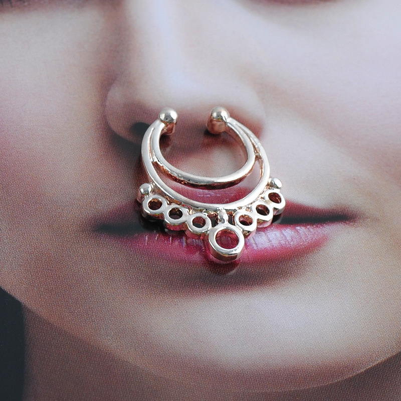 跨境电商货源 人体穿刺c形不锈钢水钻鼻环镶钻鼻钉 假鼻环饰品