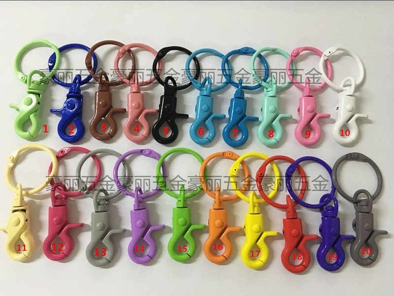 21 Color Paint Snap Hook plus Circlip Flat Ring Paint Keychain Spring Keychain Color Lobster Buckle