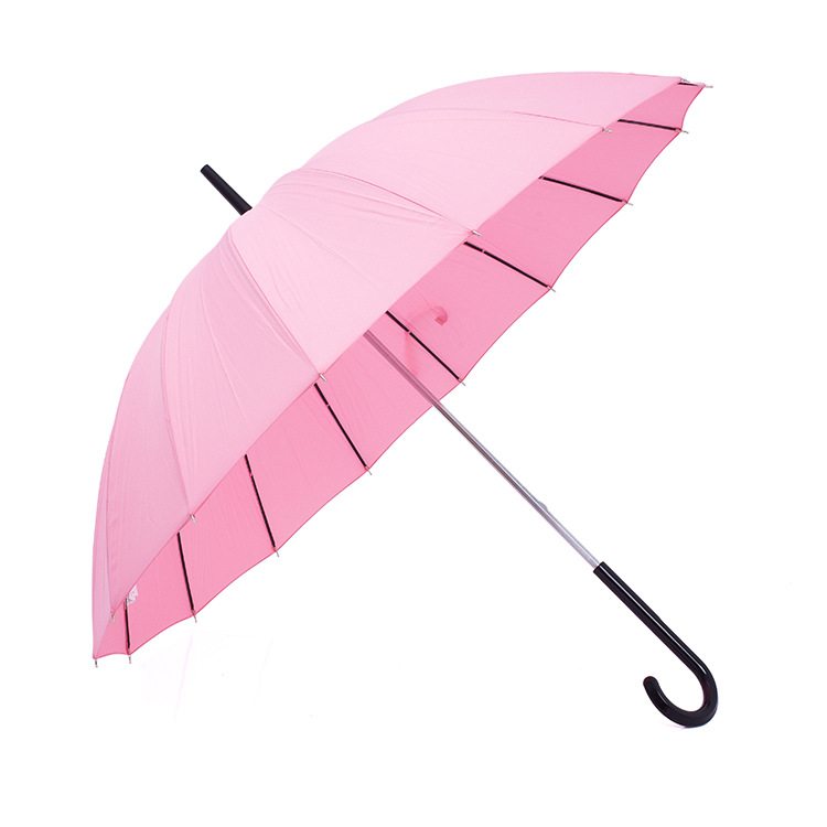 金安路16骨唯美粉色弯手柄情侣雨伞纯色小清新自动晴雨伞接受预定