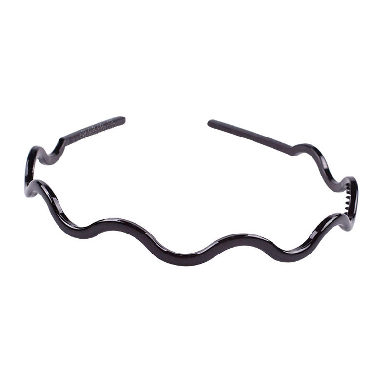 Zhuoming Korean Style Plastic Thin Headband Black Coffee Toothed Wave Headband Unisex Boutique Headband