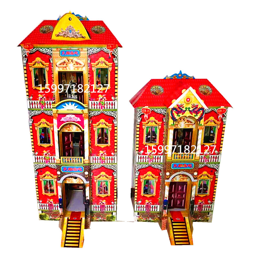 瓦楞纸折叠纸活灵屋灵房冥屋纸房子纸扎纸货免粘天都豪宅殡葬用品