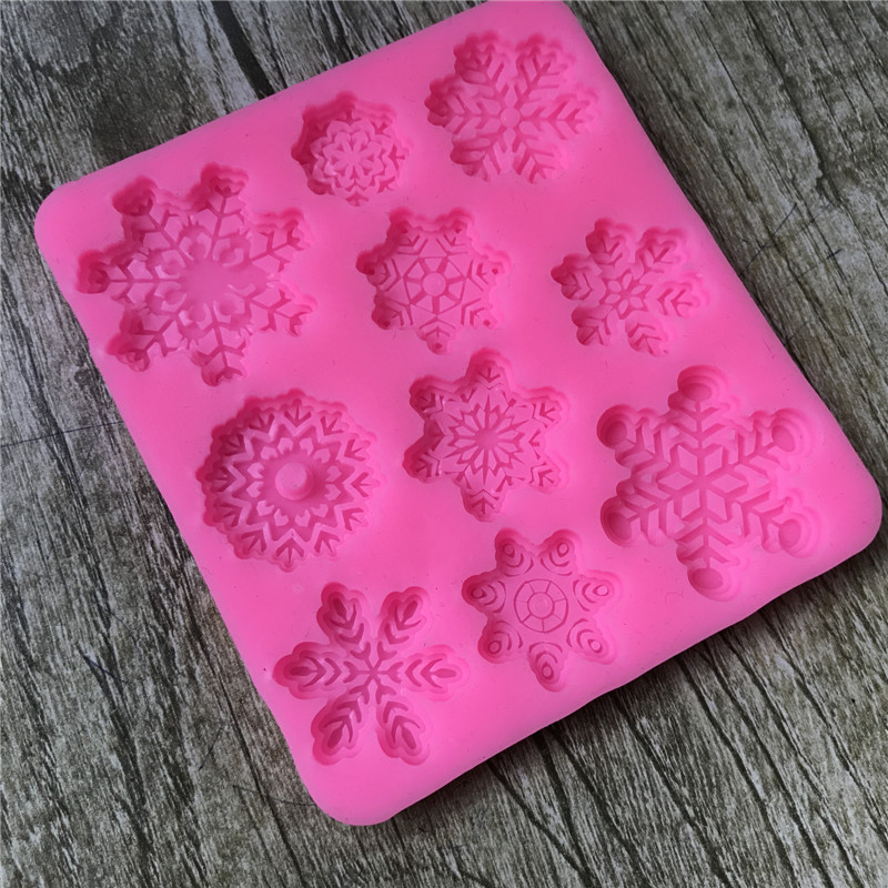 3d立体圣诞节雪花硅胶模翻糖蛋糕工具 粘土泥丸烘焙装饰品
