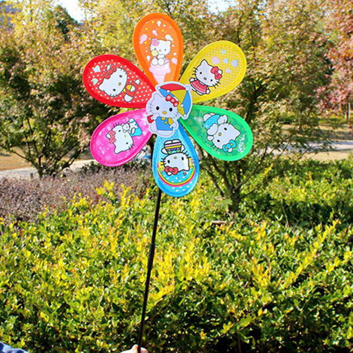 单层卡通汽车风车批发儿童塑料玩具风车创意户外手工卡通旋转风车