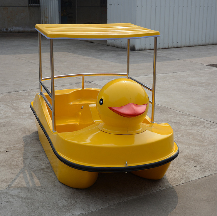 小黄鸭脚踏船4人玻璃钢公园水上游船电动游览观光船卡通大黄鸭