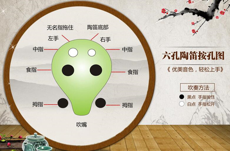 6孔ac调陶笛长嘴型六孔中音c调裂纹系列