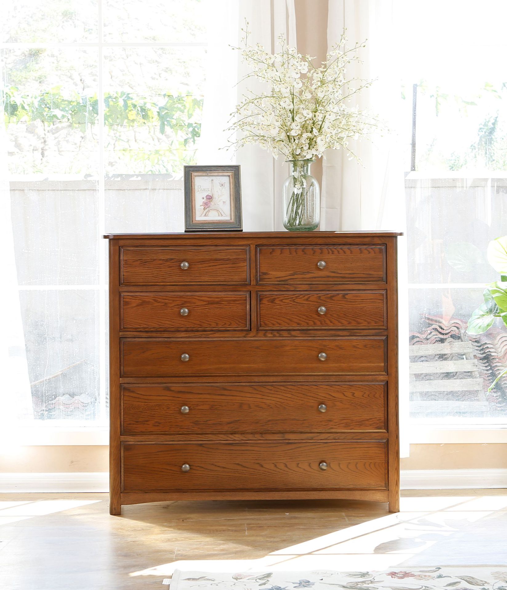 喜之林全实木七斗柜白蜡木七斗橱现代简约美式收纳储物柜卧室家具