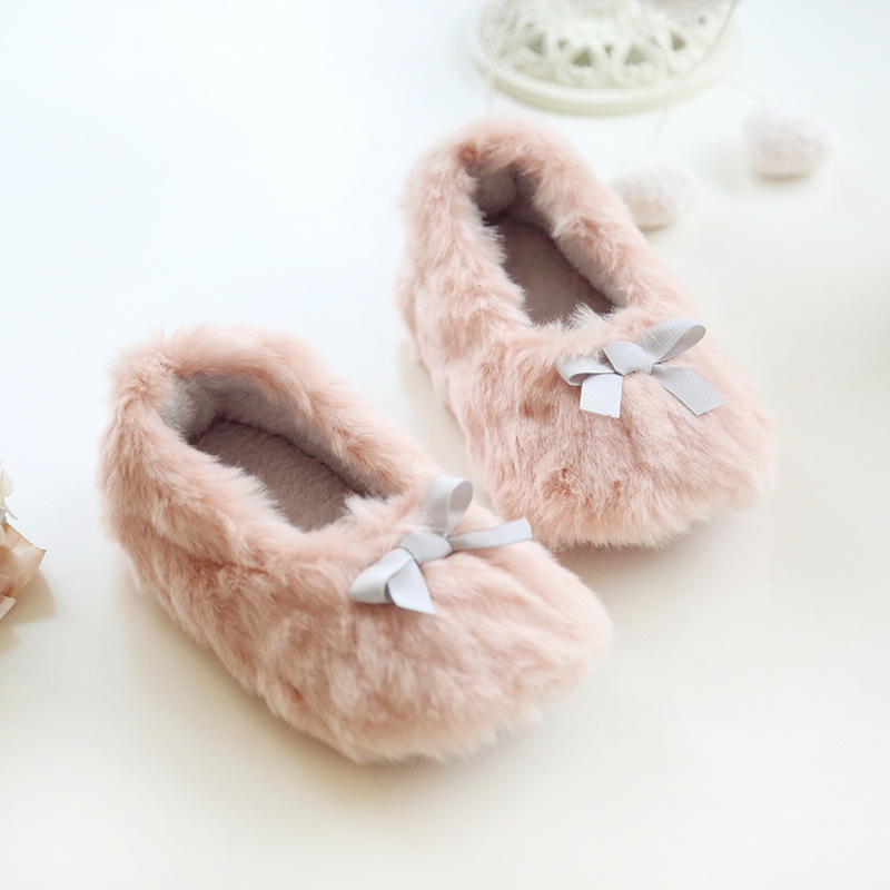 2017 winter new korean style bowknot children‘s cotton shoes indoor velvet warm soft bottom girls‘ cotton shoes wholesale