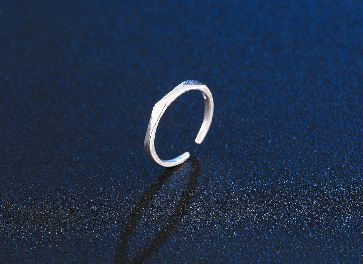 韩国韩版简约几何面拉丝菱形戒指开口情侣男女对戒指环情人节戒子