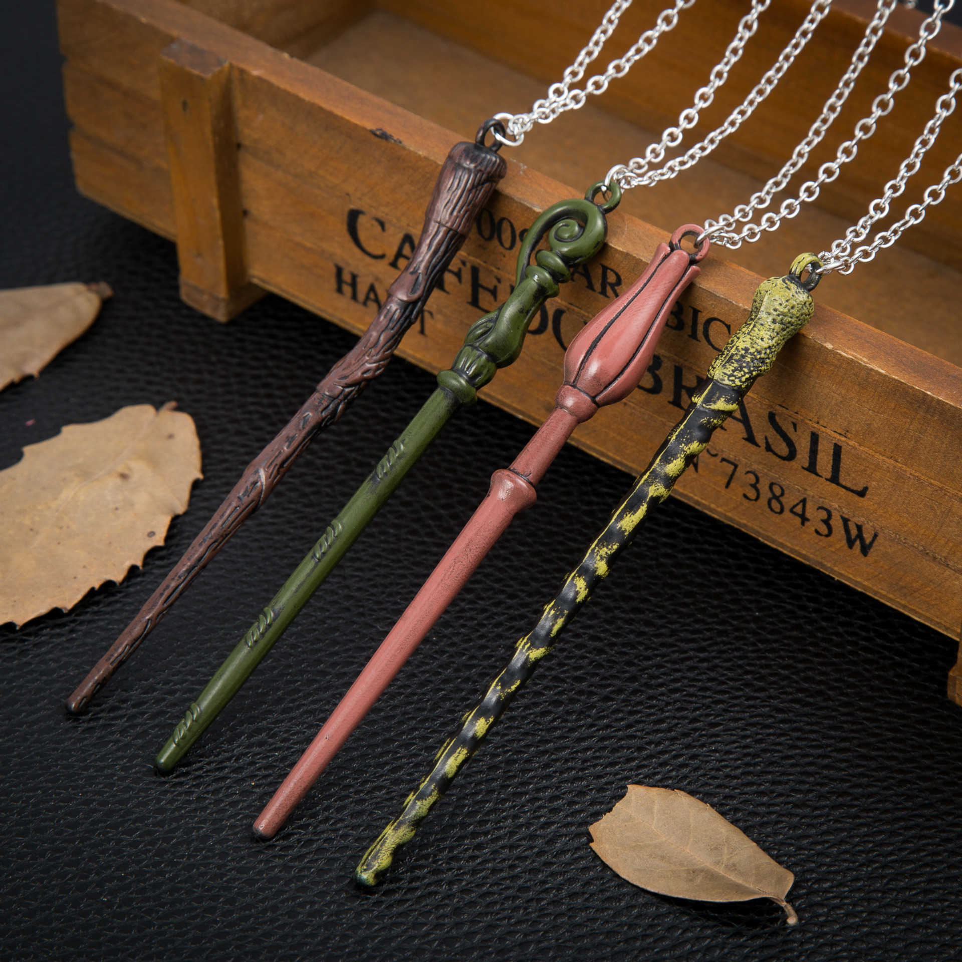 欧美 哈利波特卢娜 罗恩 贝拉 芙蓉 魔法棒项链 古锡原色2色可选