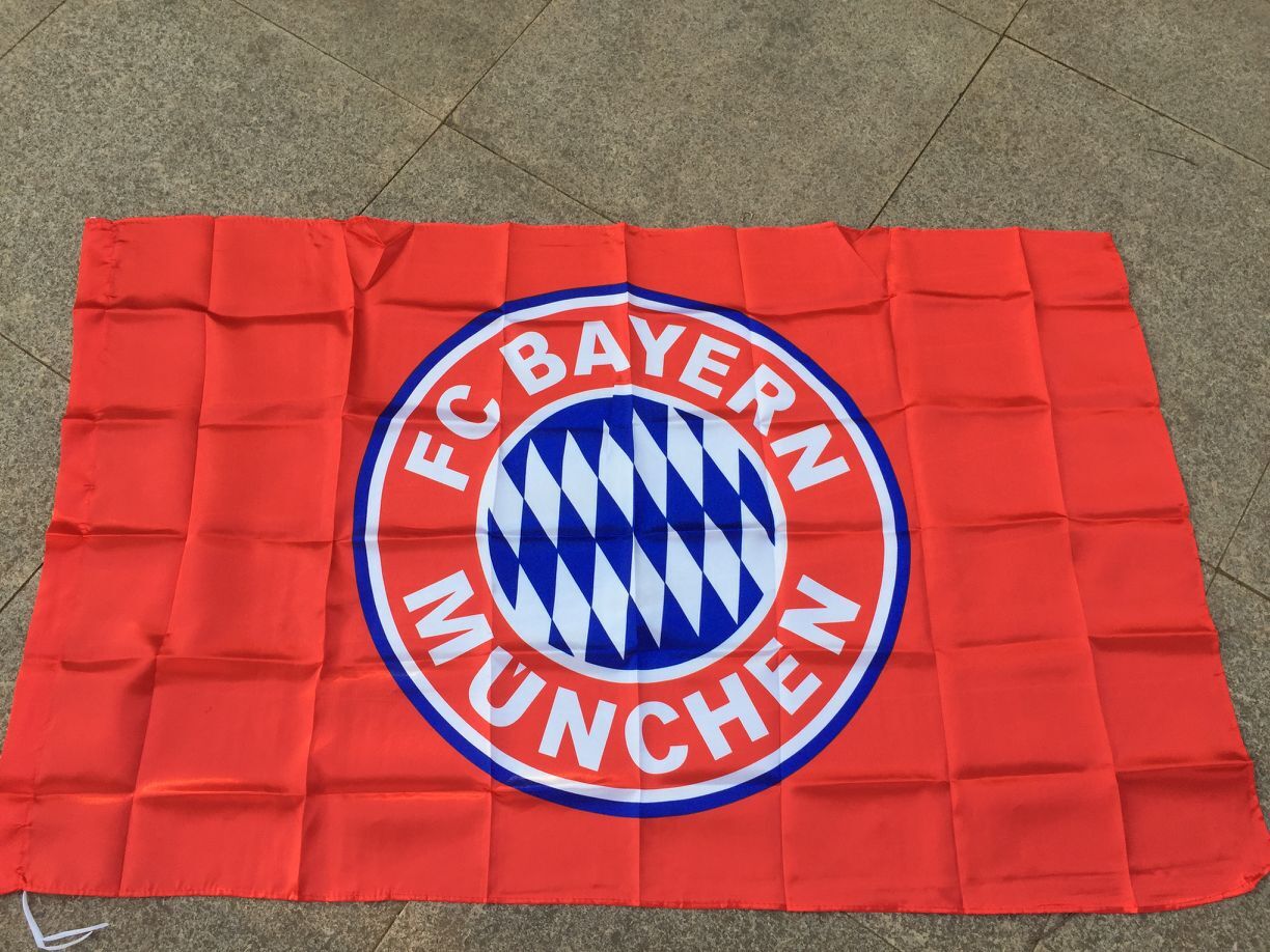 4号英超足球俱乐部拜仁队旗足球队色丁旗帜150x90cm挂旗助威