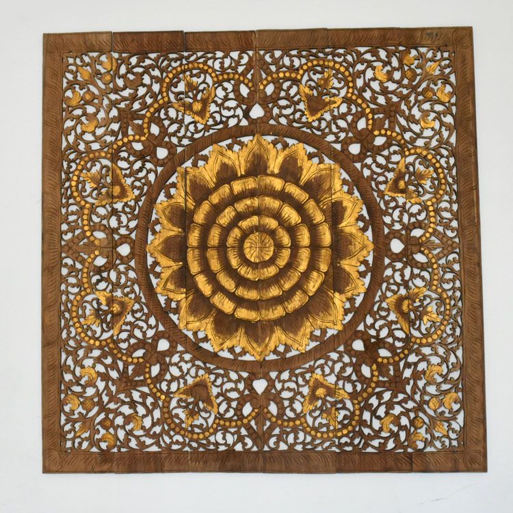 泰式家居饰品玄关挂件 东南亚酒店会所背景墙装饰柚木雕花板壁挂