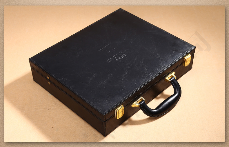 交房盒厂家定制高档pu皮革双层 皮质手提皮箱 礼品包装盒批发