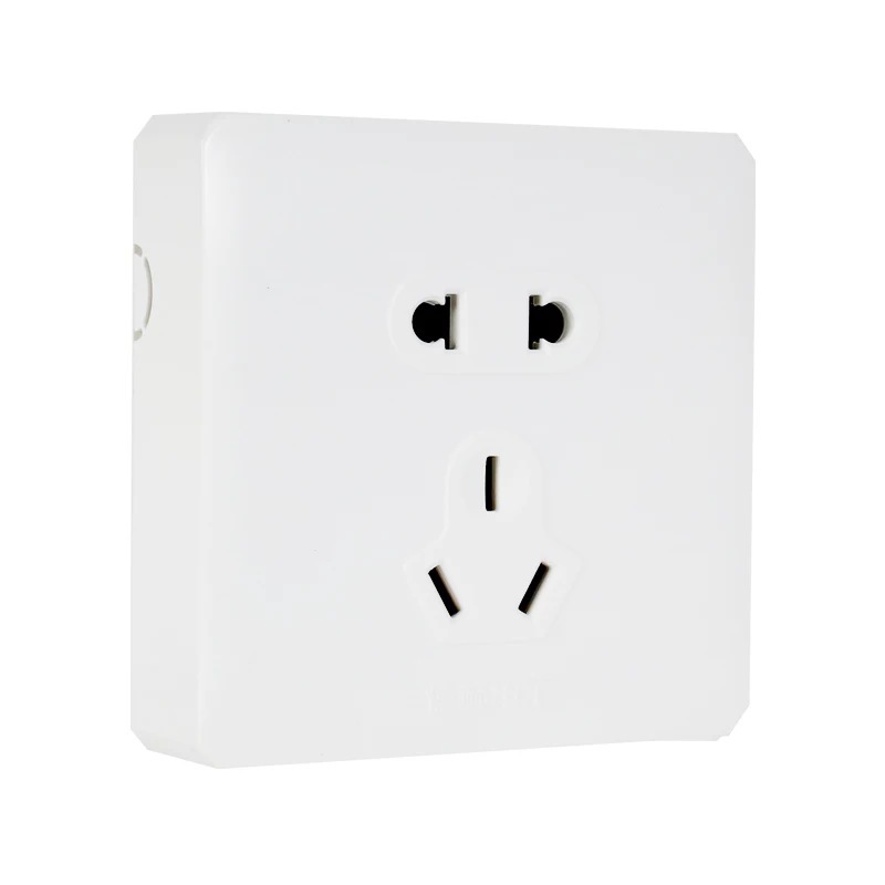 86型明装雅白色开关插座1五孔双控开关明线单联双控墙壁电源面板